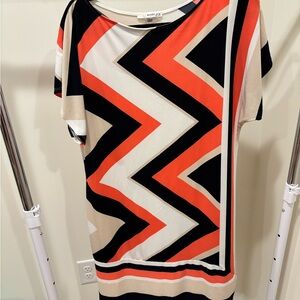 Studio One Coral, Black & Cream Chevron Tunic